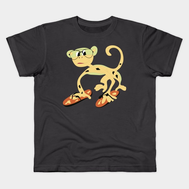 Monkey Found Slipper Kids T-Shirt by ROCOCO DESIGNS